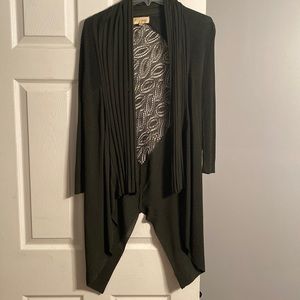 Cathaya Medium Dark Green Cardigan Sweater with Lace Design on Back